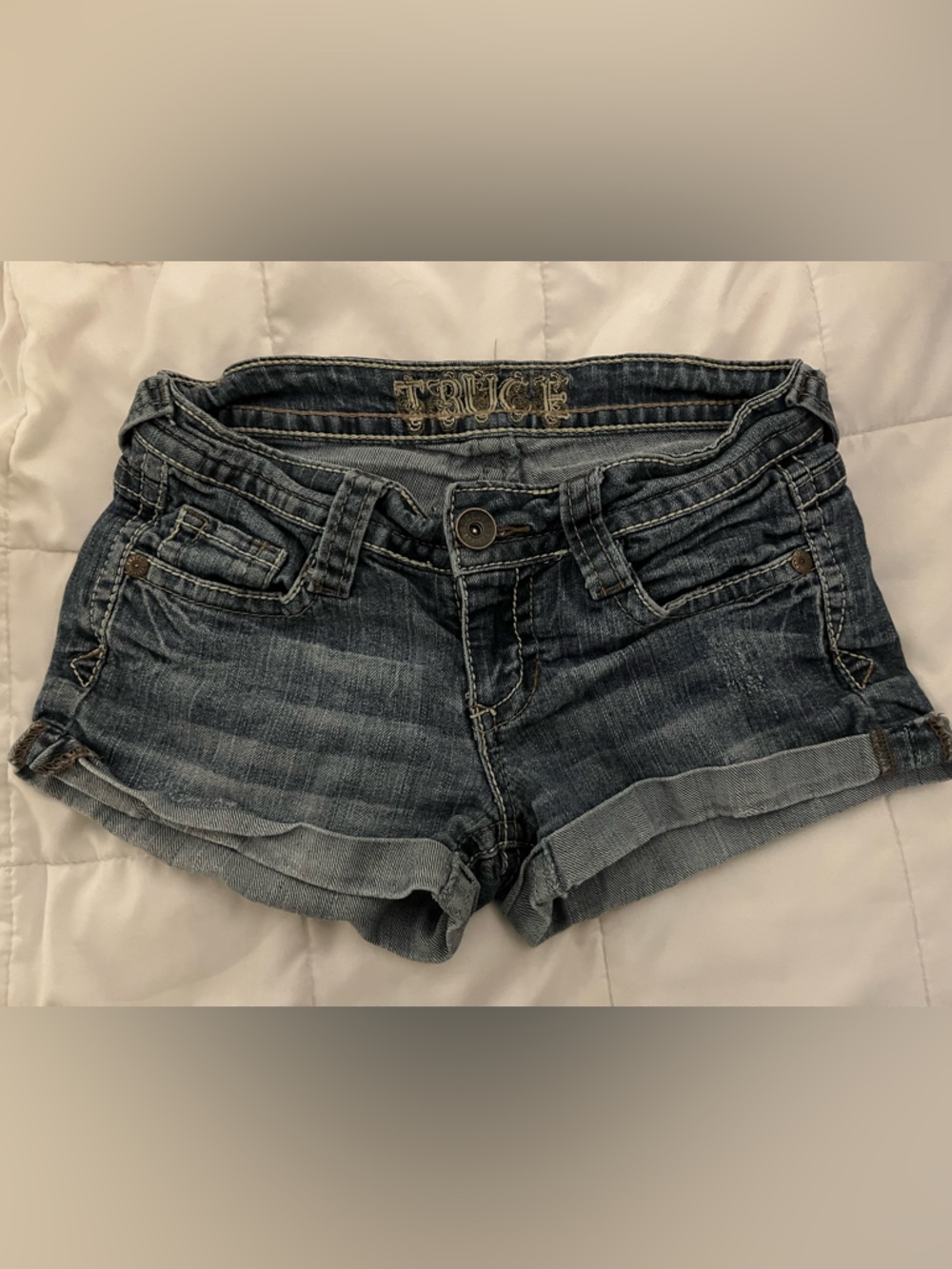 TRUCE Dark Wash Denim Shorts